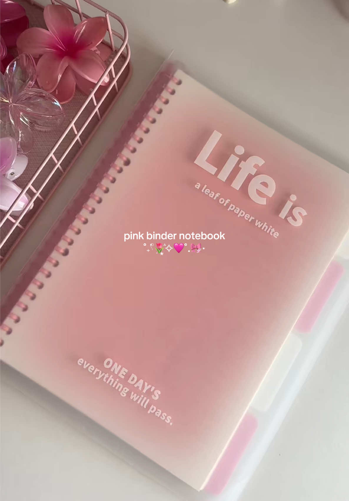Pretty pink binder notebook 🎀💕 #bindernotebook #stationery #schoolsupplies #pinkbinder #notebook 