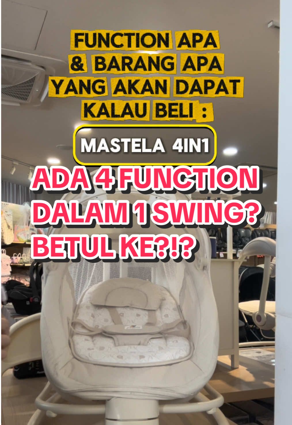 (MM06) Part 1: GRAB KORANG WORTH IT TAU SEBAB ADA BANYAK FUNCTION DALAM 1 SWING NI CEPAT SEBELUM HABIS!!🤯  BOLEH LIPAT JUGA TAU NANTIKAN PART 2😉 #mamakiddiesmy #mastela #4dalam1 #swing #part1 