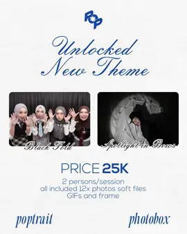 𝐍𝐄𝐖 𝐓𝐇𝐄𝐌𝐄 𝐉𝐔𝐒𝐓 𝐃𝐑𝐎𝐏𝐏𝐄𝐃! We’re bringing you two fresh photobox experiences🎀🖤 Special buat popmates yang idah request ke kita tema baru di poptrait.box! 𝓫𝓵𝓪𝓬𝓴 𝓯𝓸𝓵𝓭🎬 Background hitam yang sleek dan clean, bikin tiap pose makin standout✨🐼 𝓼𝓹𝓸𝓽𝓵𝓲𝓰𝓱𝓽 𝓲𝓷 𝓫𝓸𝔀𝓼🔦🎀 Look-nya kayak ruangan kecil dengan lampu fokus—simple, cozy, dan pas buat gaya apa aja✨ For only 25k kamu bakal dapetin: 📸 12x take photo 👯‍♀️ up to 2 persons 🎬 All soft file + GIF 🎞️ Our cute photostrips 📍Poptrait.box, madiun. #fyp #madiun #photobox 