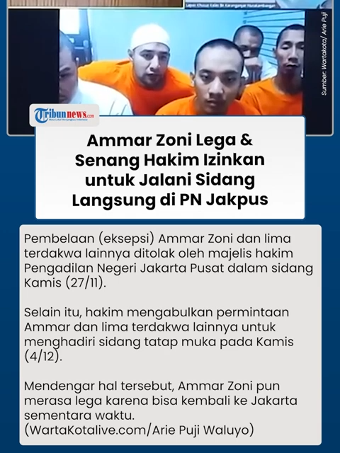 Upaya Ammar Zoni Ditolak! Hakim Putuskan Lanjut ke Sidang di Jakarta  #ummarzoni #hakim #sidangjakarta #beritaterkini