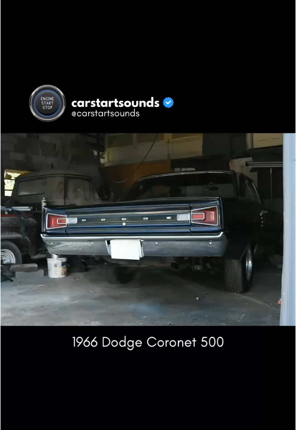 1966 Dodge Coronet 500 · Engine: 6.3L V8 (383ci, Big Block) · Power: 325 HP @ 4,800 rpm · Torque: 576 Nm @ 2,800 rpm · Transmission: 3-Speed Automatic / 4-Speed Manual · Drivetrain: Rear-Wheel Drive (RWD) · Weight: 1,640 kg · 0–100 km/h (0–62 mph): 7.9 sec · Top Speed: 193 km/h Follow @carstartsounds on IG & TikTok for more brutal V8 cold starts ‼️ (Media: literalcrown1112) #dodge #coronet500 #coronet #mopar #v8power #musclecar #coldstart #carsounds