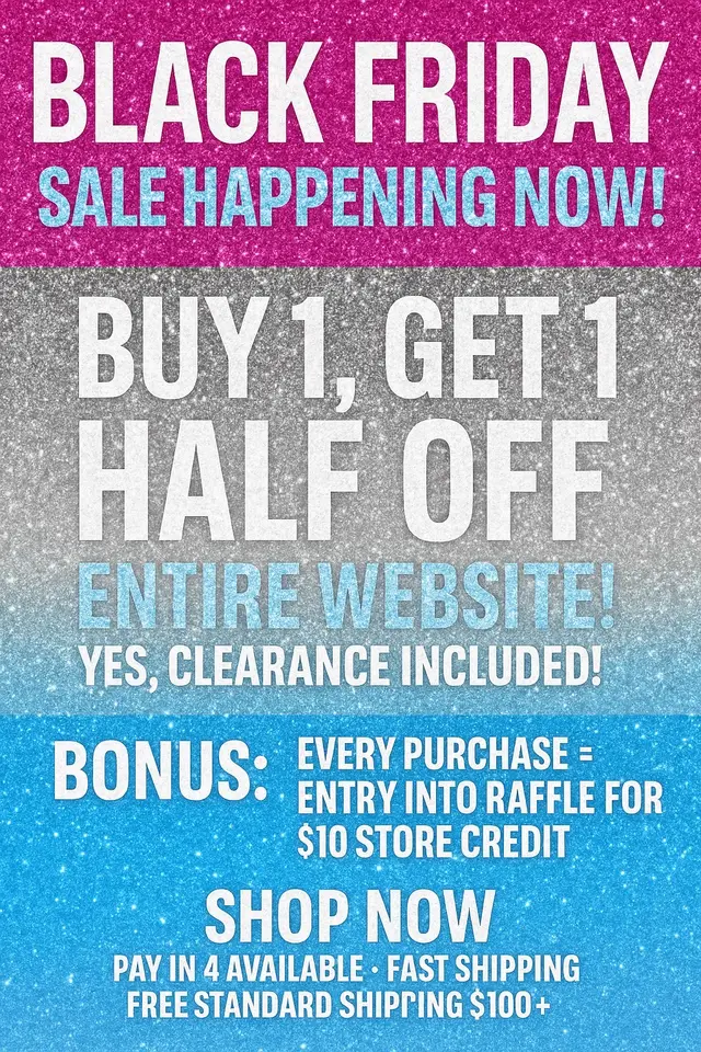 ✨💖 BLACK FRIDAY CONTINUES! 💖✨ 🕕 6 AM – 11:59 PM TODAY (11/27) 💎 BUY 1, GET 1 HALF OFF — ENTIRE WEBSITE! Yes babe… CLEARANCE INCLUDED! 🙌🔥 Let’s keep this Black Friday bling rolling! Stock up while everything is shining AND on sale. ⸻ ✨ BONUS: Every purchase = entry into a raffle for $10 store credit! 🎉 ⸻ 🛍️ SHOP NOW ✨ Pay in 4 Available ✨ Fast Shipping ✨ FREE Standard Shipping $100+ 👉 www.Dtscc.com ⸻ 💎 Don’t wait — get in where you fit in & BLING OUT! 💎🔥 #DTsCustomCreations #BlackFridaySale #BOGO50 #ClearanceIncluded #BlingBabes   