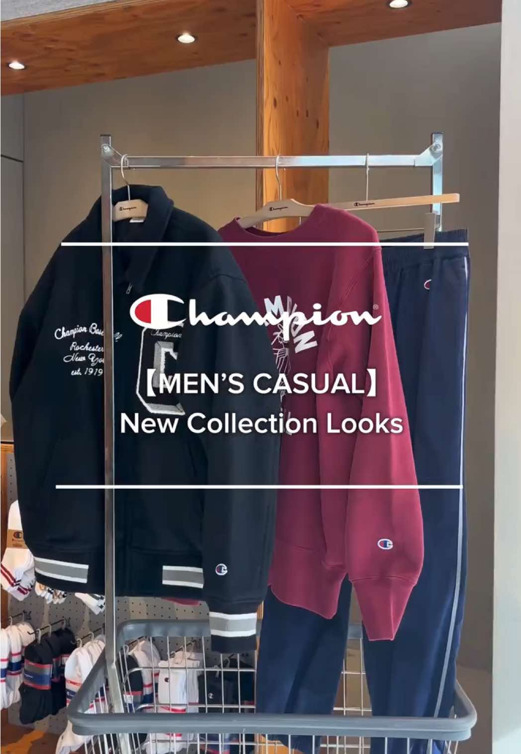 【MEN’S CASUAL New Collection Looks】 <<男性スタッフ着用アイテム>> 着用モデル：175cm 着用サイズ：L #Champion #チャンピオン #スウェットシャツ #スウェットパンツ #スウェットコーデ