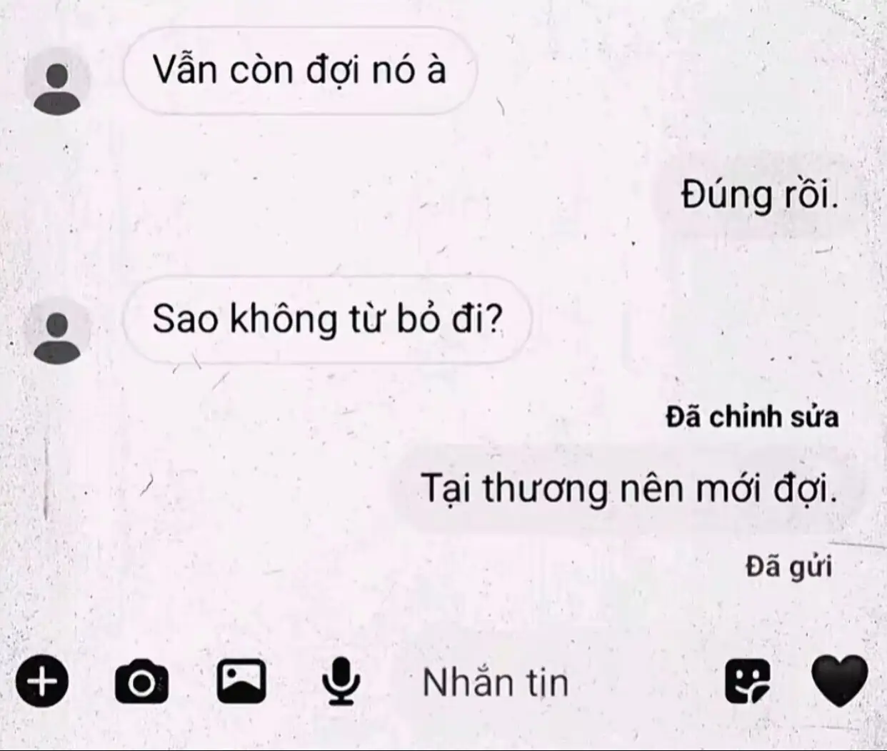 Đợi🤍 em nói đợi là e  sẽ đợi,em đợi anh quay về với em,nhưng em biết điều đó rất khó đối với em, nhưng không sao em nhất định sẽ đợi anh quay về và chúng ta cùng nhau viết tiếp cuộc tình dang dở của chúng ta, anh nhé!