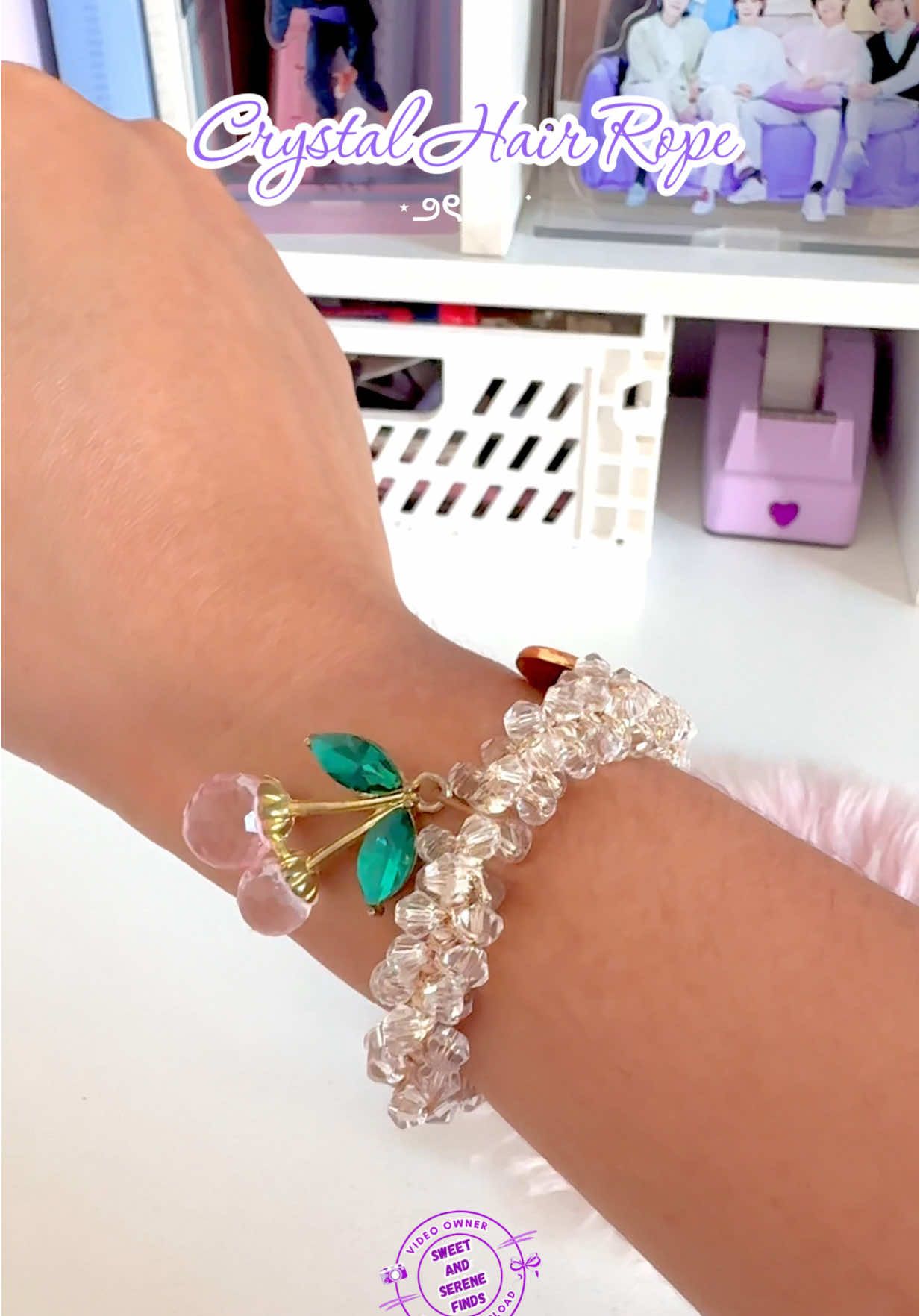 Crystal Hair Rope #hairrope #hairtie #bracelet #hairaccessories 