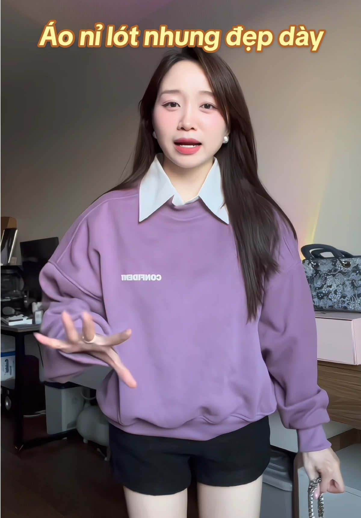 Màu tím xinh nè #diemxinhh #aoni #aosweater 