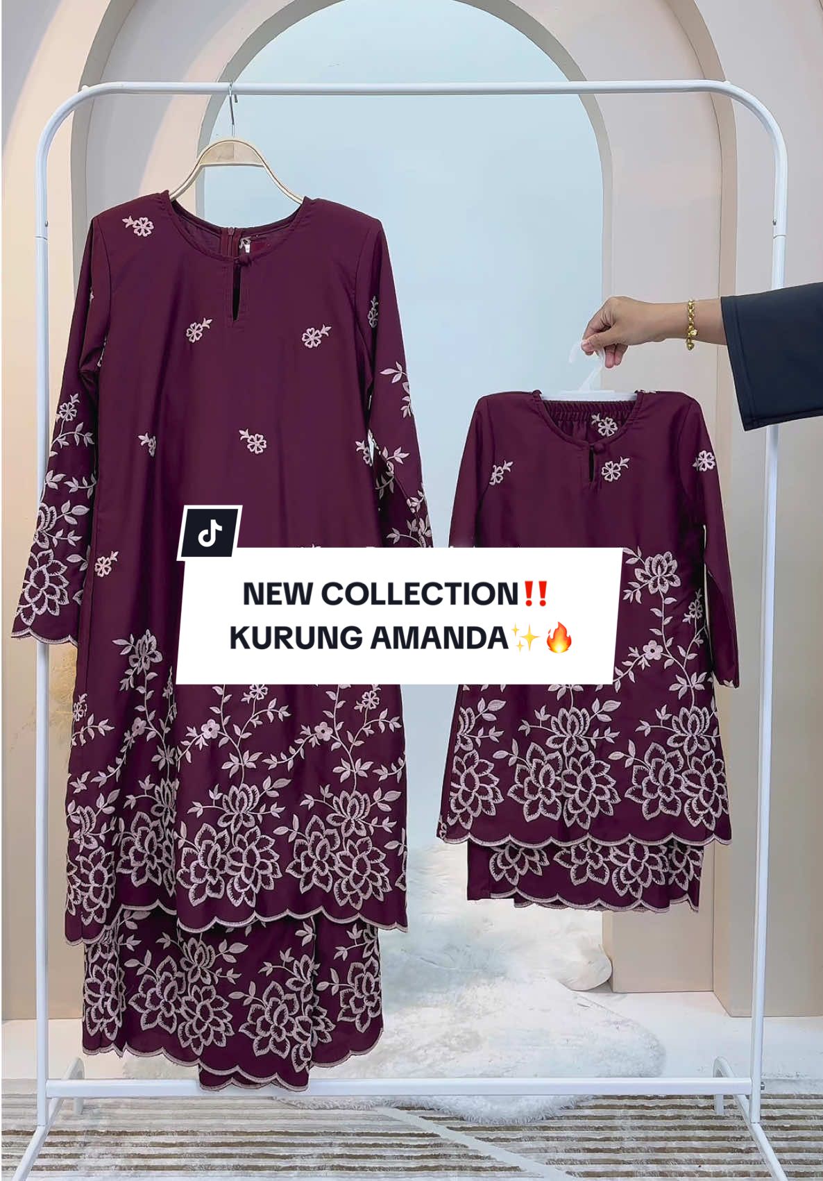 Another day, another baju kurung! 🙈 New kurung lagi, Amanda! 😍 Kita reveal all colour Kurung Amanda sedondon ibu anak, nampak berseri seri bila pakai matchy2 tau! 🥰✨ Jom join and grab Kurung Amanda dlm live launching kita Sabtu ni okeh! ✨🔥🔥 #nfhboutiquegallery #newproductlaunch #bajukurung #kurungsulam #embroidery 