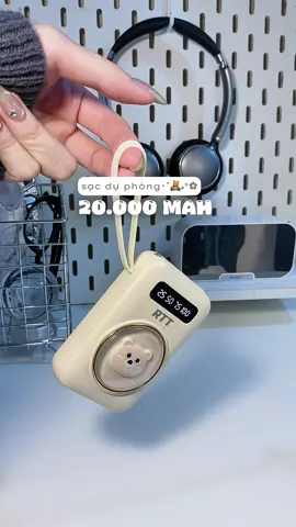 sạc dự phòng có sẵn dây, vừa cutie vừa tiện lợi 🧸✨ #sacduphong #pinduphong #sacduphong20000mah #sacpin #xh 