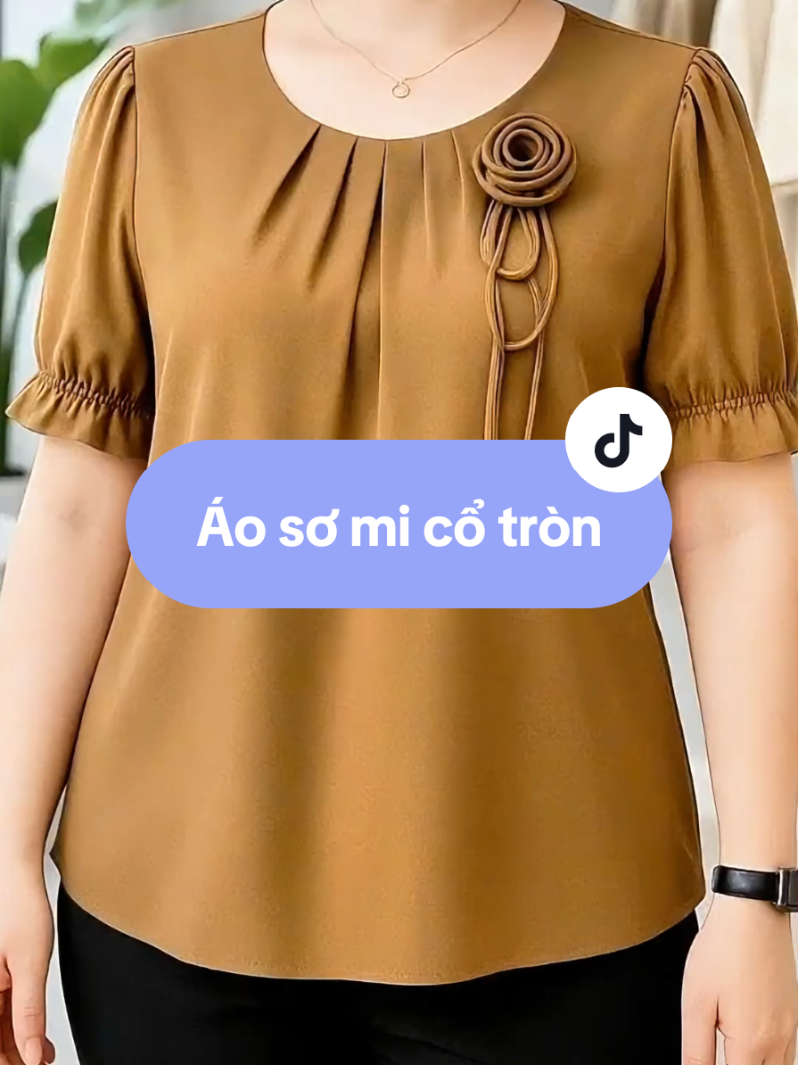 Màu cà phê sữa này sang quá cả nhà, mặc gọn mà sang lắm#thoitrangtrungnien #xuhuong #dotrungnien #bigsize #aosomi 