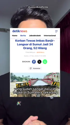 Pray For Sumatera! Jangan lupa donasi guys! Ini bukan soal cuaca buruk, ini soal keputusan politik negara yang menghancurkan jutaan hektar hutan dan melakukan alih fungsi lahan besar besaran!