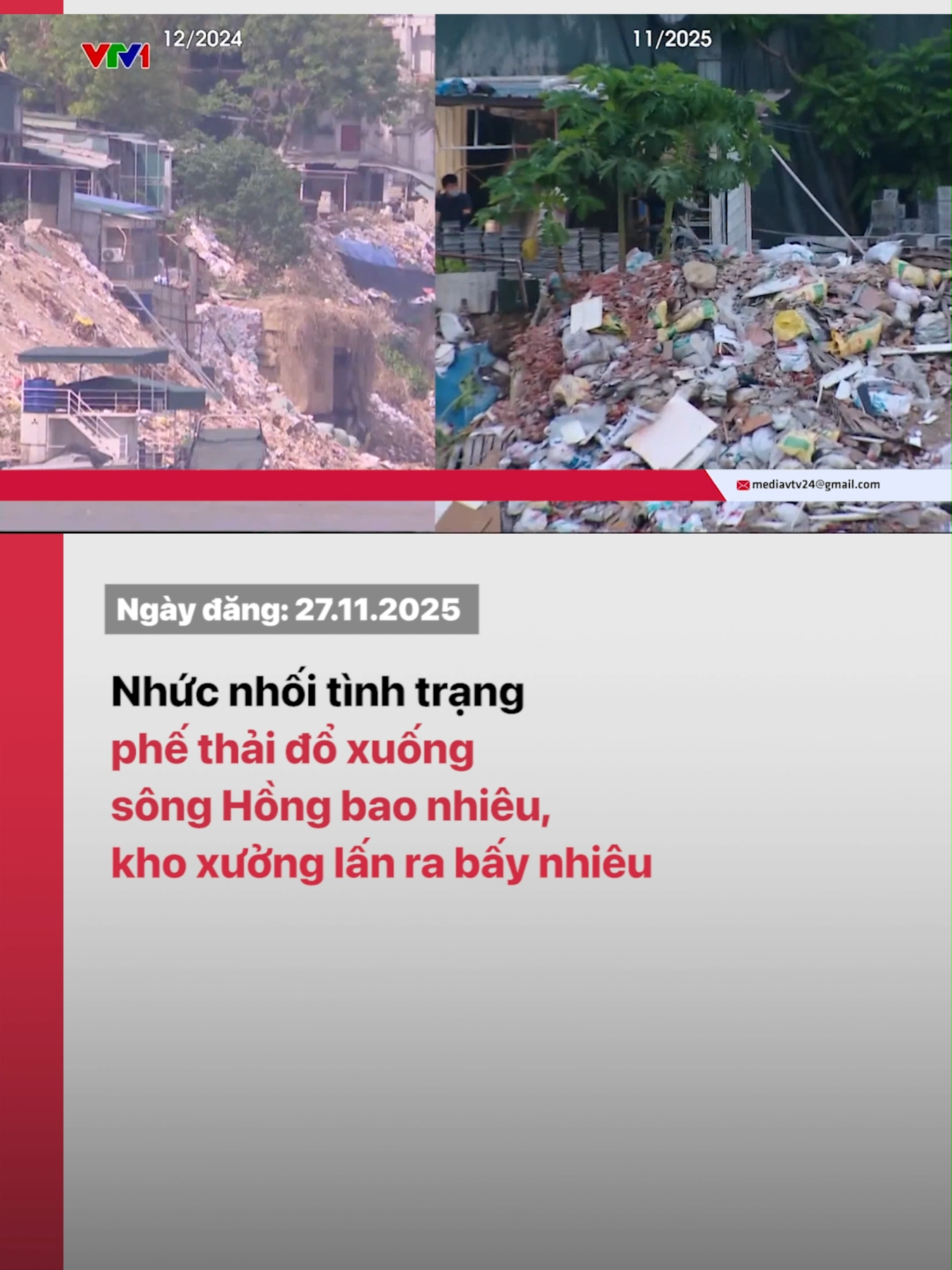 Tình trạng đổ chất thải, phế thải xây dựng xuống sông Hồng tiếp tục gây ô nhiễm, thu hẹp hành lang thoát lũ và tạo nên nhiều điểm nóng lấn chiếm trái phép. #vtv24 #vtvdigital #tiktoknews #songHong #lanchiemsongHong