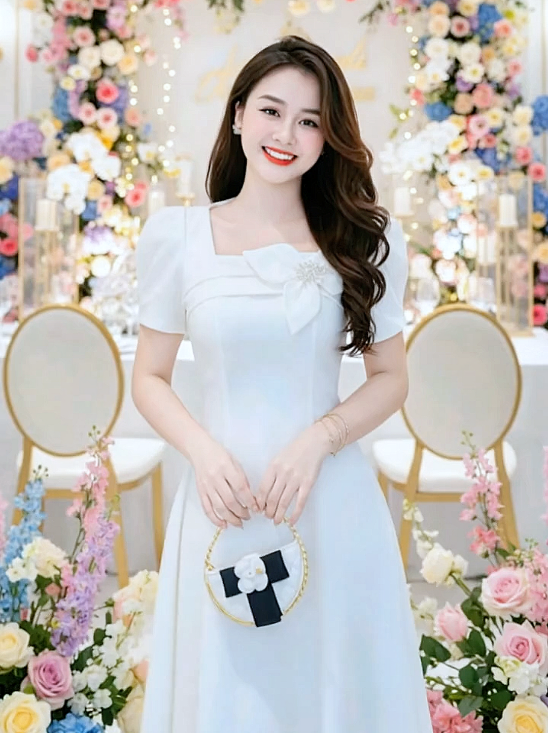 Đi ngang gương, nhìn mình rồi mỉm cười nhẹ – chiếc váy đáng yêu thật ✨🌿 #thoitrangnu #thoitrang #vaydutiecsangchanh #vaydutiec #xuhuongtiktok 