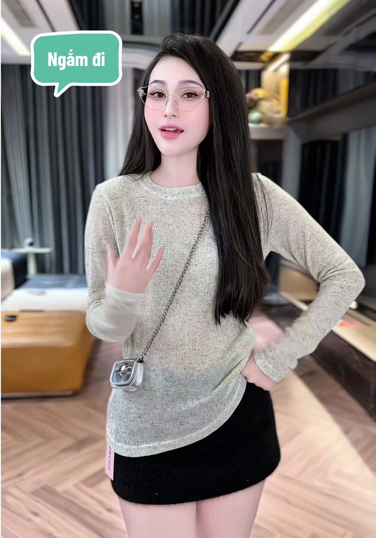 SUXING Áo Len Dệt Mỏng Tiêu Cổ Tròn  #thoitrangnu #thoitrang #aolen #lendep 