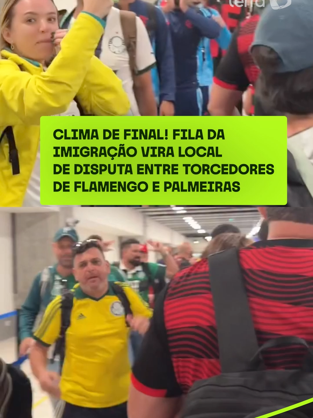 A FINAL JÁ COMEÇOU! Torcedores de Palmeiras e Flamengo embarcam em peso rumo a Lima, no Peru, para acompanhar a grande final da Copa Libertadores no sábado, 29. Ainda no aeroporto, o PodPorco mostrou a disputa de cantos e apoio entre integrantes das duas torcidas, que estavam juntas na fila da imigração.