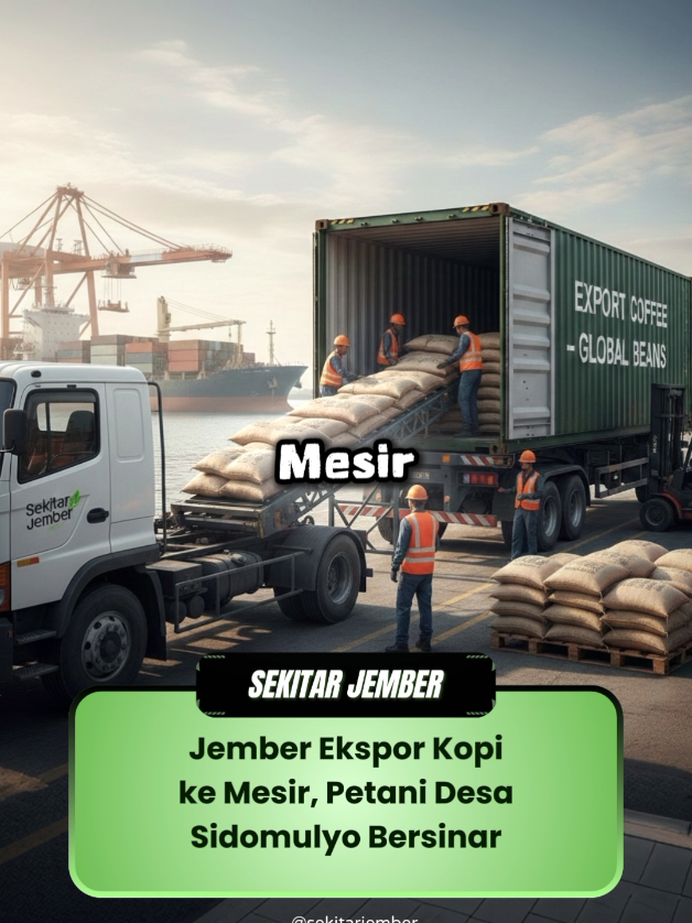 Jember Ekspor Kopi ke Mesir , Petani Sidomulyo Bersinar Hari ini, kami ucapkan dengan bangga:
 Terima Kasih @Gus Fawait @Pemerintah Kabupaten Jember 
 Atas semangat, kerja nyata dan kepeduliannya untuk Jember #terimakasihgusfawait  #gusfawait  #bupatijember #pemkabjember  #jemberbarujembermaju 