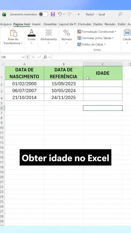 Como obter a idade no Excel #pc #ti #excel 