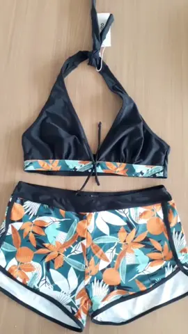 👙 Lovito – Conjunto de Biquíni Sexy com Estampa de Plantas (LNL36108) (Cores: Branco / Verde / Preto)