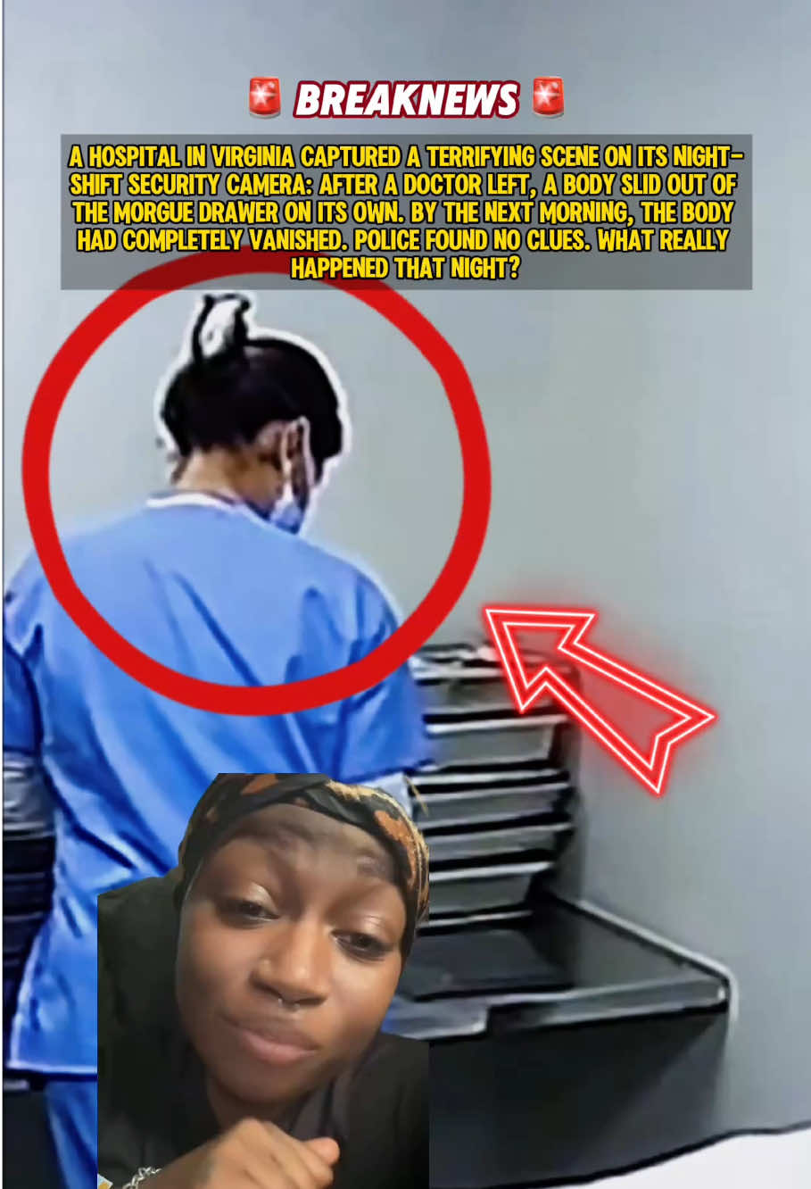 A hospital in Virginia captured a terrifying scene on its night-shift security camera: after a doctor left, a body slid out of the morgue drawer on its own. By the next morning, the body had completely vanished. Police found no clues. What really happened that night?#turestory #trending #unbelievablestories #turecrime #scary 