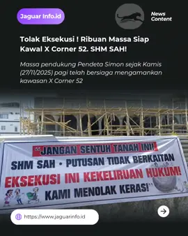 Massa pendukung Pendeta Simon sejak Kamis (27/11/2025) pagi telah bersiaga mengamankan kawasan X Corner 52, lokasi yang rencananya akan dieksekusi oleh Pengadilan Negeri (PN) Manado pada Jumat (28/11/2025) besok. Pantauan di lapangan menunjukkan barisan massa yang terorganisir berdiri di sekeliling area tersebut. Mereka menegaskan bahwa tindakan eksekusi tersebut tidak sah dan berpotensi melanggar hukum. Massa menyatakan siap melakukan penolakan penuh jika PN Manado tetap melakukan eksekusi. Pendeta Simon, sebagai pihak yang mengklaim kepemilikan sah atas objek tanah, menegaskan bahwa dirinya memiliki sertipikat Hak Milik (SHM) yang tidak pernah dibatalkan dalam perkara hukum apa pun. Lebih jauh, ia menegaskan bahwa dirinya telah mengantongi putusan inkrah dari Pengadilan Tata Usaha Negara (PTUN) yang menyatakan bahwa sertipikat Nomor 462 sah secara hukum. “Tidak ada dasar hukum bagi siapa pun untuk melakukan eksekusi di atas tanah yang memiliki SHM sah dan tidak menjadi objek dalam putusan perkara. Pemaksaan eksekusi jelas merupakan tindakan melanggar hukum,” tegasnya dalam penjelasan melalui Video yang berbeda beberapa waktu lalu. Situasi di lapangan semakin mencolok dengan terpasangnya baliho-baliho berukuran besar yang mengelilingi pagar X Corner 52. Di antaranya bertuliskan: “STOP! Eksekusi Ini Tidak Sah! Objek Ini Memiliki SHM dan Tidak Masuk Dalam Putusan Perkara. Paksa Eksekusi = Melanggar Hukum.” Keberadaan ratusan massa yang telah siap berjaga ini menandakan bahwa pelaksanaan eksekusi esok hari berpotensi berlangsung panas dan mendapat penolakan keras dari masyarakat. Massa menyatakan tidak akan mundur selangkah pun demi memastikan tidak ada tindakan yang mereka nilai sebagai pelanggaran hukum di X Corner 52. Mereka juga berencana pada Jumat 28 November 2025 besok akan melakukan aksi unjuk rasa besar-besaran di kantor PN Manado sebagai bentuk protes dan penolakan terhadap eksekusi yang dinilai cacat hukum.