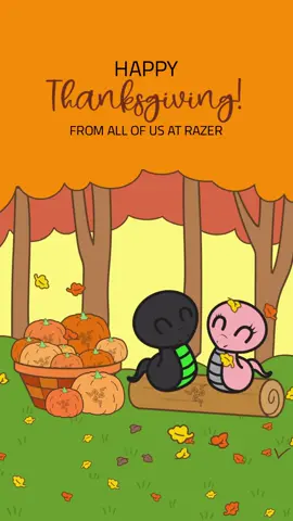 Sneki Snek’s feeling extra thankful today. Here’s to good food, good company, and good vibes all day long. Send this greeting to someone you appreciate and spread a little Thanksgiving cheer: https://rzr.to/greeting-stickers #razer #snekisnek #thanksgivingvibes