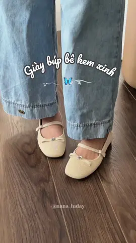 Giày búp bê kem đính nơ xinh 🍦🎀 #giaybupbe #giaybupbenu #giayxinh #giaynuhottrend #giaydebet 