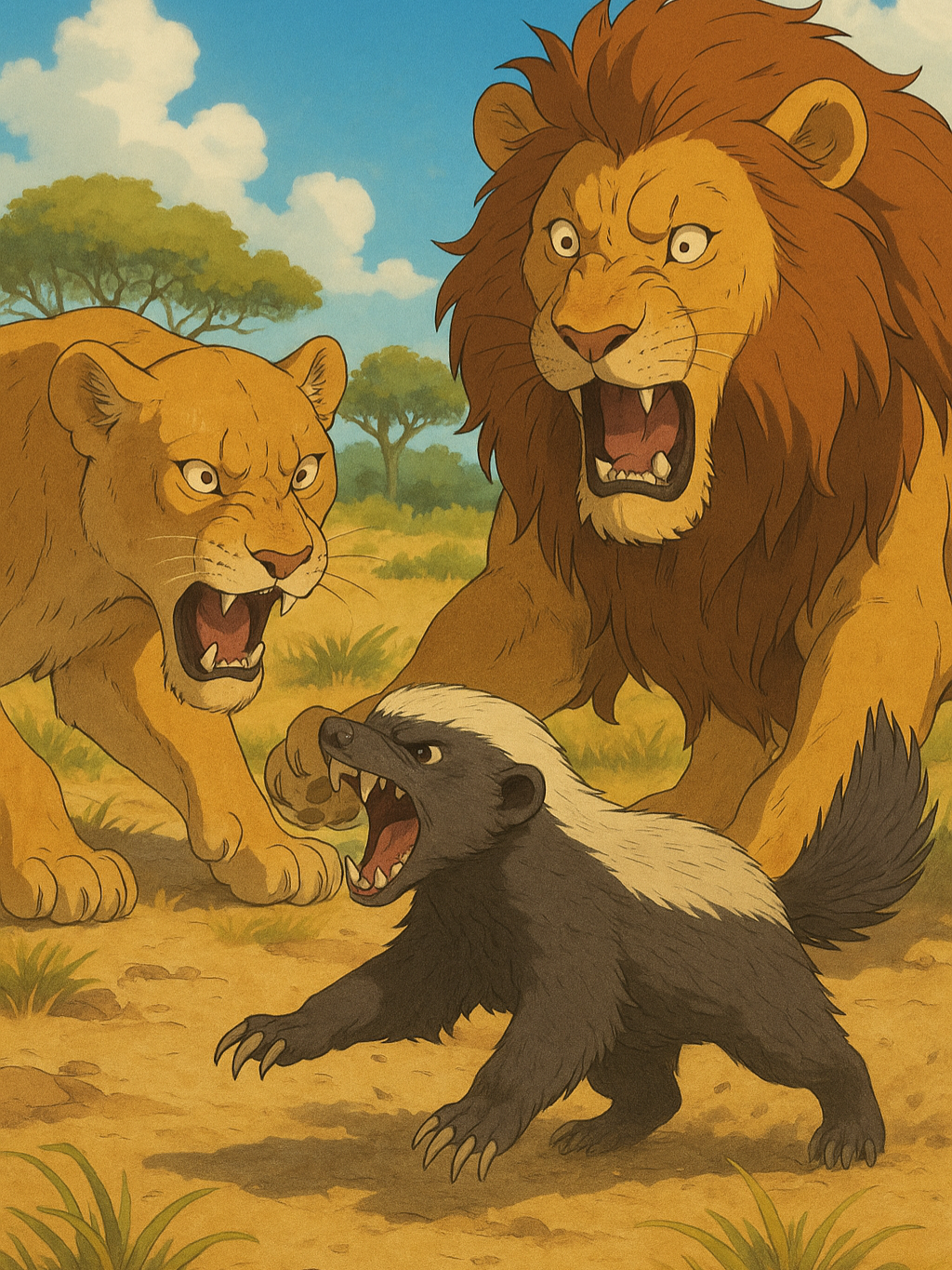 أخطر حيوان في العالم…  شوفوا شجاعة غرير العسل اللي ما يخاف من أي شي 😳🐾