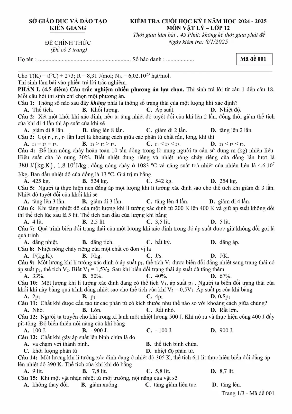 Đề CK1 Vật Lý 12 #2k8 #hocsinhcap3 #thpt #foryou #hocsinh 