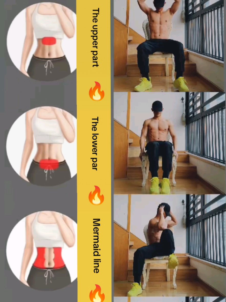 💯💪From a big belly to a slim waist: use a chair for four exercises, perform 4 sets daily with 20 repetitions per set #Fitness #gymmotivation #strength #absworkout #muscle 