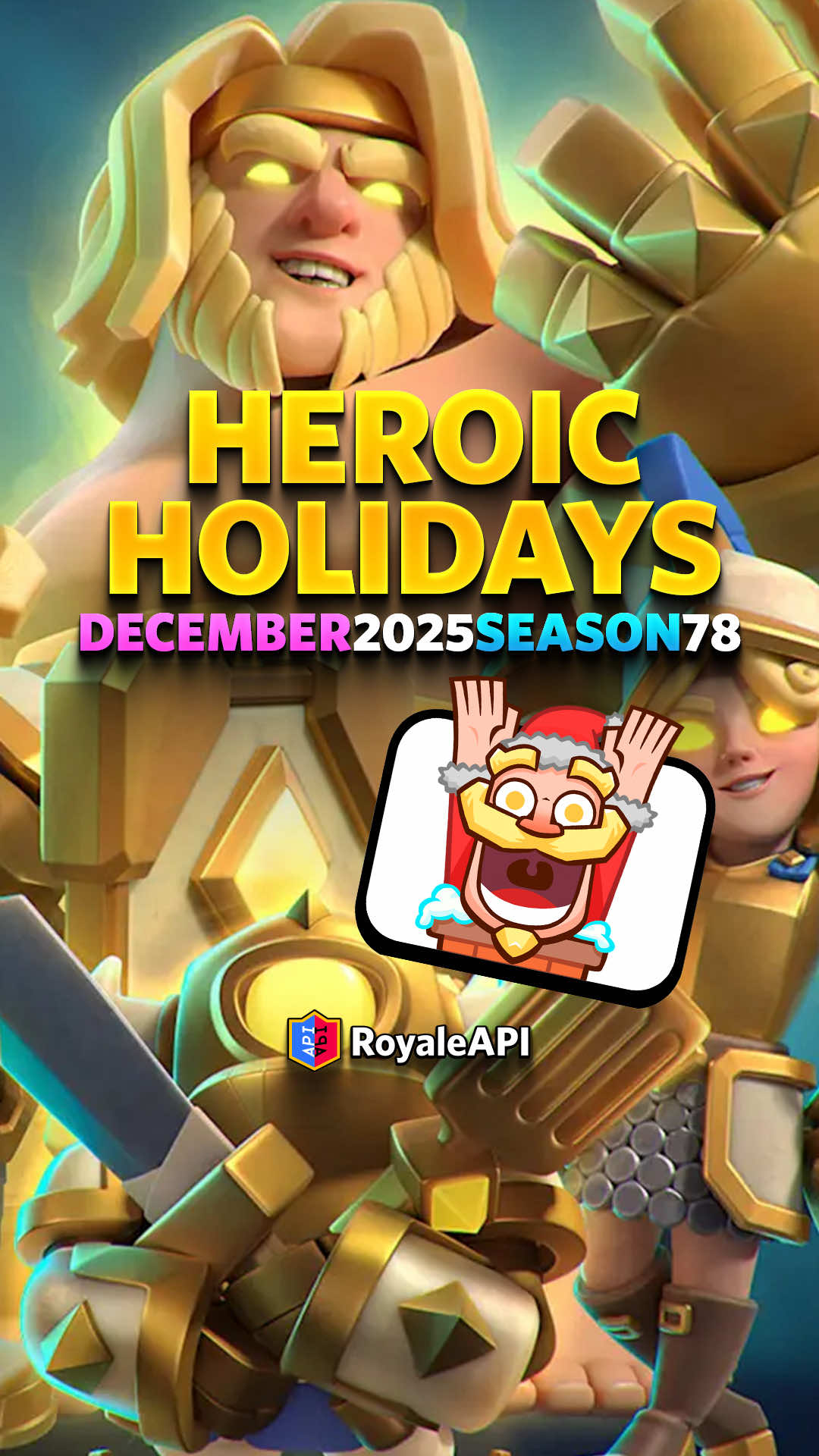Emotes for Clash Royale December 2025 Season 78 — Heroic Holidays! https://on.royaleapi.com/season78 Goblin L Dance (In-App Purchase) Sneaky Golem (TBD) Golem Sus Rock (TBD) Hero Giant Come To Me (In-App Purchase Bundle) Hero Giant Clashmas Tree Ball (Ranked) Hero Knight Mustache Dance (In-App Purchase Bundle) Hero Knight Santa Dance (Seasonal Chest Event) Hero Knight Shield Charge (TBD) Hero Mini Pekka Pancake Slash (Pass Royale) Hero Mini Pekka Switch On (Seasonal Chest Event) Hero Musketeer Blow Smoke (Supercell Store) Hero Musketeer Fire (In-App Purchase Bundle) X-Bow Clashmas (Crown Chase - Twelve Days of Clashmas) Read our blog post for more details! 😘 Remember to use code RoyaleAPI to support us! #ClashRoyale #RoyaleAPI 