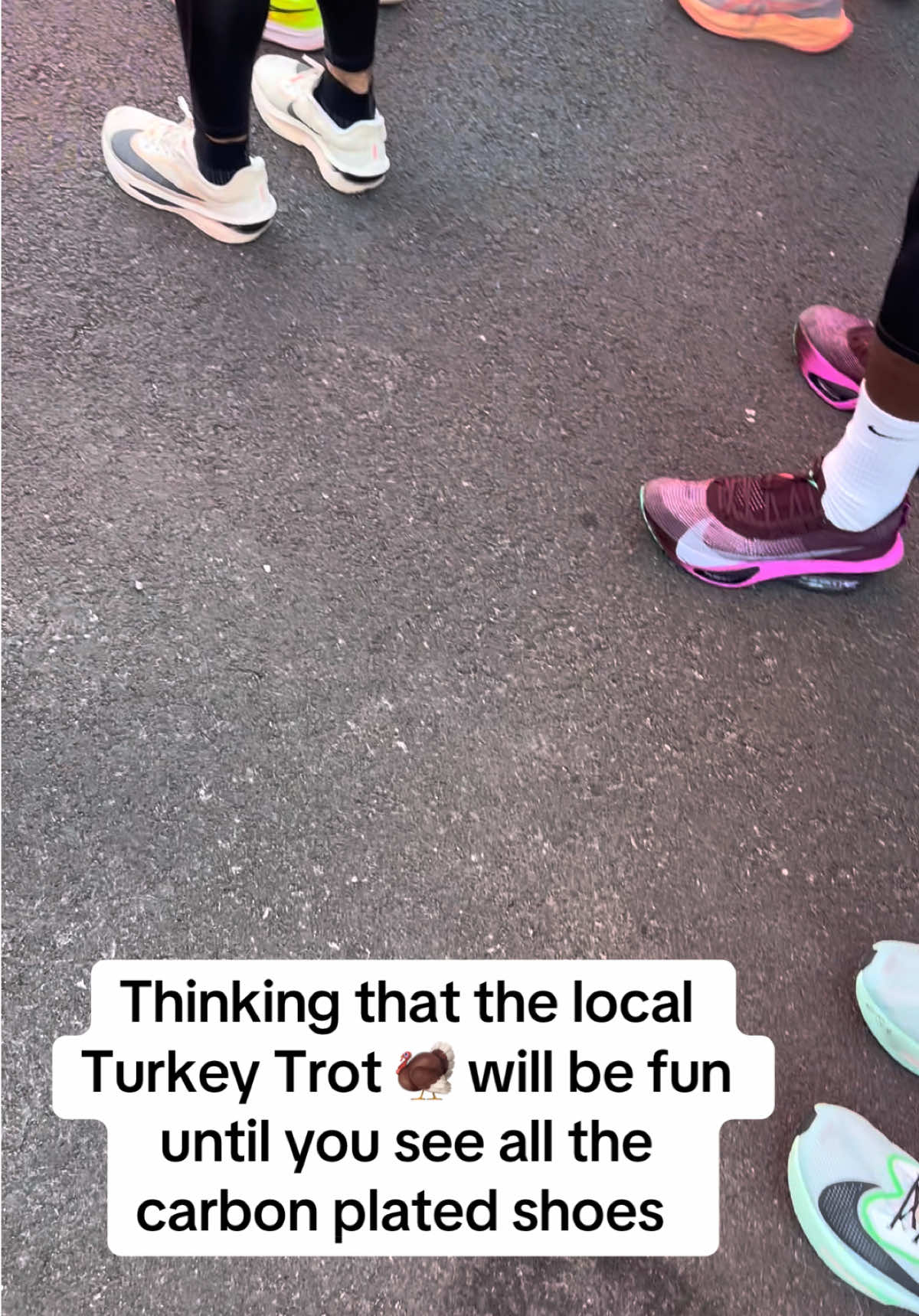 Carbon plated at the local turkey trot😭 #Running #5krun #thanksgiving #turkeytrot #marathontraining 