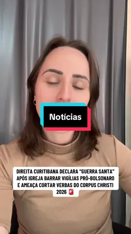 A crise entre a política e a Igreja Católica explodiu de vez em Curitiba e promete incendiar 2026. A bancada de direita da Câmara Municipal está partindo para o ataque e ameaça cortar as emendas parlamentares destinadas ao tradicional e milionário evento de Corpus Christi, organizado pela Cúria Metropolitana. Tudo começou após o Arcebispo Metropolitano, Dom José Antônio Peruzzo, dar um basta categórico: nenhuma igreja poderá sediar vigílias políticas em apoio ao ex-presidente Jair Bolsonaro, preso na Superintendência da Polícia Federal em Brasília. #noticiastiktok 