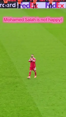 😬 A visibly dejected Mohamed Salah claps the fans still inside Anfield after Liverpool were thrashed by PSV Eindhoven. #MohamedSalah #MoSalah #lfc #liverpoolfc #championsleague 