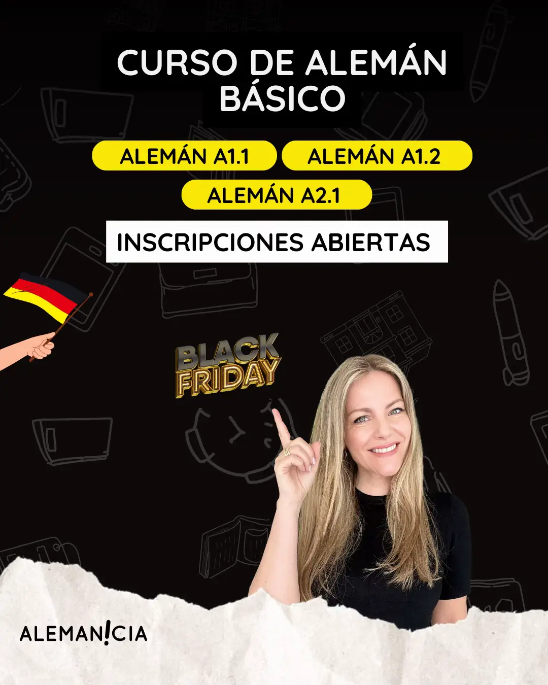 📍En el enlace en mi perfil , @alemanicia obtienes toda la info y podrás inscribirte también.  🎉🖤Black Friday Special🖤🎉  Mi Pack de Video-Cursos  🇩🇪Alemán para Principiantes y Alemán Básico 🇩🇪 está con el mejor descuento del año⚠️⚠️ ⏰Las inscripciones están abiertas hasta el próximo domingo, 30 de noviembre a las 9 de la noche ( CET) Disponible: Vídeo- Curso de  🇩🇪ALEMÁN para Principiantes BÁSICO (A1.1 + A1.2)  y 🇩🇪ALEMÁN  Para Principiantes AVANZADOS (A2.1)   hasta 116  Vídeo Clases en FULL HD  ➡️hasta 300+ Ejercicios para aplicar la teoría y 300+ PDF descargables. ➡️Acceso de por vida: El curso y todos los materiales incluidos serán tuyos de forma permanente. ➡️Acceso a una comunidad privada de estudiantes que se han apuntado al curso. ➡️14 días de satisfacción o se garantiza la devolución de tu dinero, sin hacer preguntas. 🌐Visita el enlace en el perfil para poder conocer el precio y el resto de información que necesites. @alemanicia  #palabrasalemanas #wortschatz #deutschfürspanier #vivirenalemania #vivirensuiza          