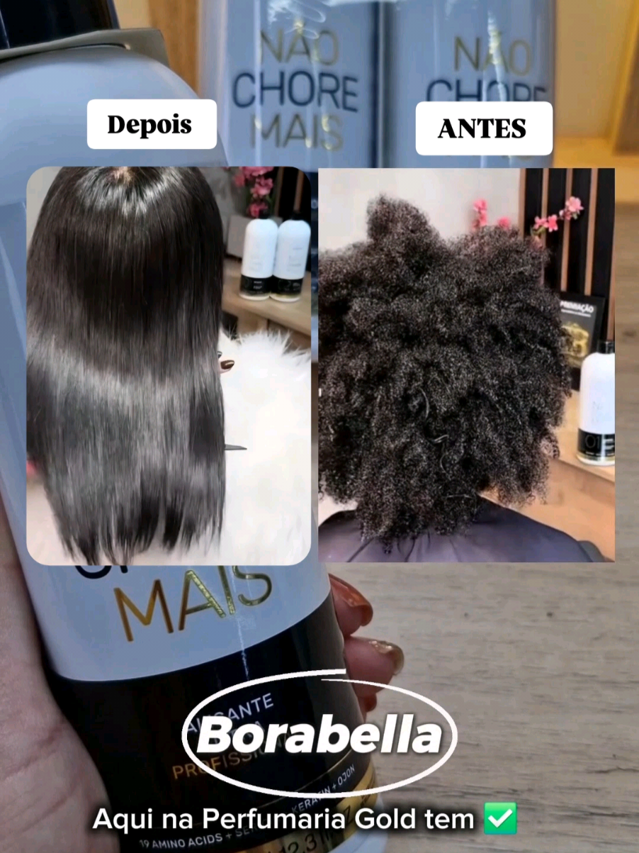 E esse antes e depois da progressiva @borabellaoficial  ✨O resultado do Borabella Não Chore Mais é um cabelo 100% liso, com brilho intenso, disciplina e movimento natural, sem ardência ou incômodo durante a aplicação. O produto proporciona uma redução drástica do frizz e controle do volume, sendo compatível com outros procedimentos químicos e com longa durabilidade, segundo os fabricantes e usuários. Vem garantir a sua aqui na @perfumariagold  Enviamos para todo Brasil 🇧🇷  Realizamos entrega na região de  Guaianases/  Jardim São Paulo  #progressiva #alisamento #alisamentoborabella #borabella #antesedepois 