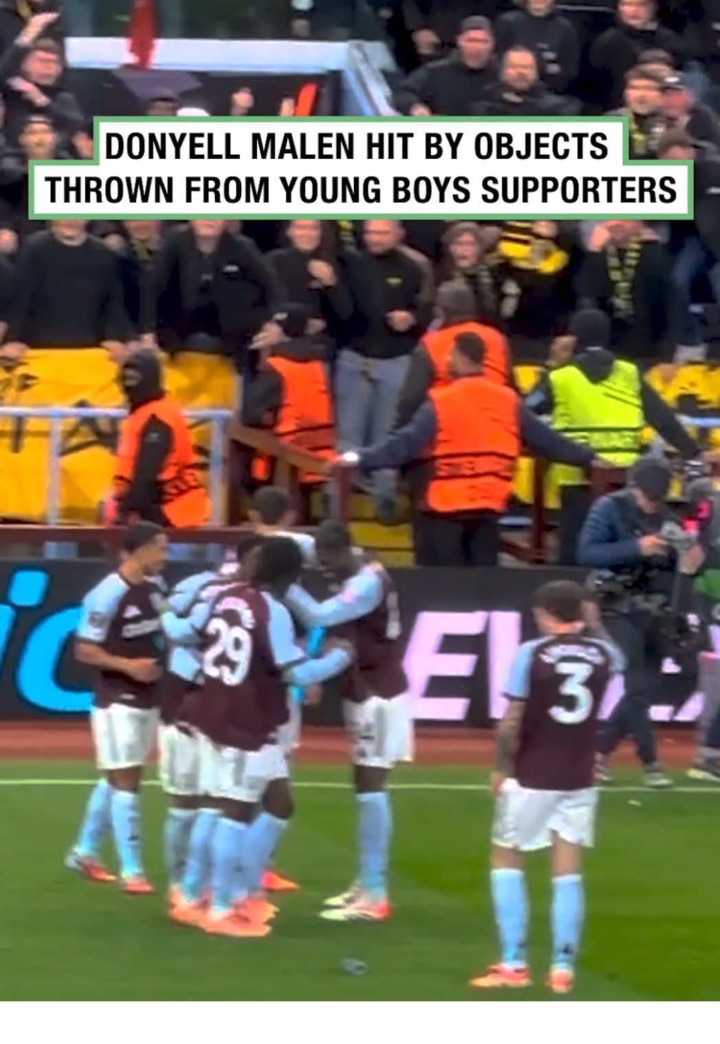 Young Boys fans clashed with police during their Europa League match at Villa Park #astonvilla #europaleague #footballtiktok #fyp #sportbible @Justin_Talks_Villa 