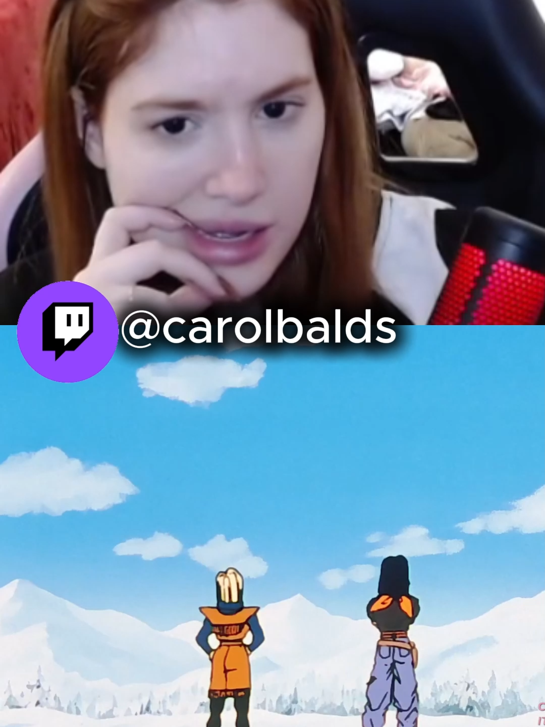 LIVE DA CAROL NA BIO > Carol Balds ASSISTINDO Dragon Ball Z#carolbalds #goku #dragonballz