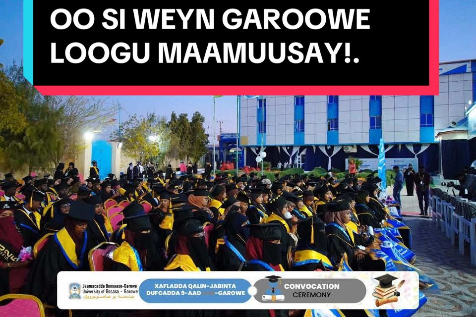 Warbixin: In ka badan 400 oo arday oo ka qalin-jabisay jaamacadda Boosaaso faraceedda Garoowe, oo si weyn loo maamuusay.