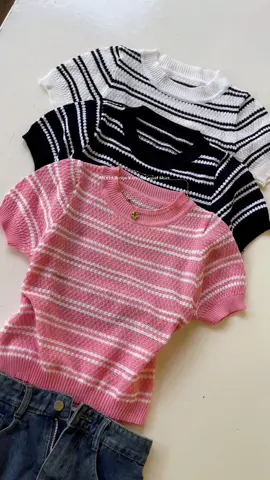 MODA Stripe Knitted Round Neck Shirt for Women #moda #knitted #Tshirt #foryoupage #foryou 