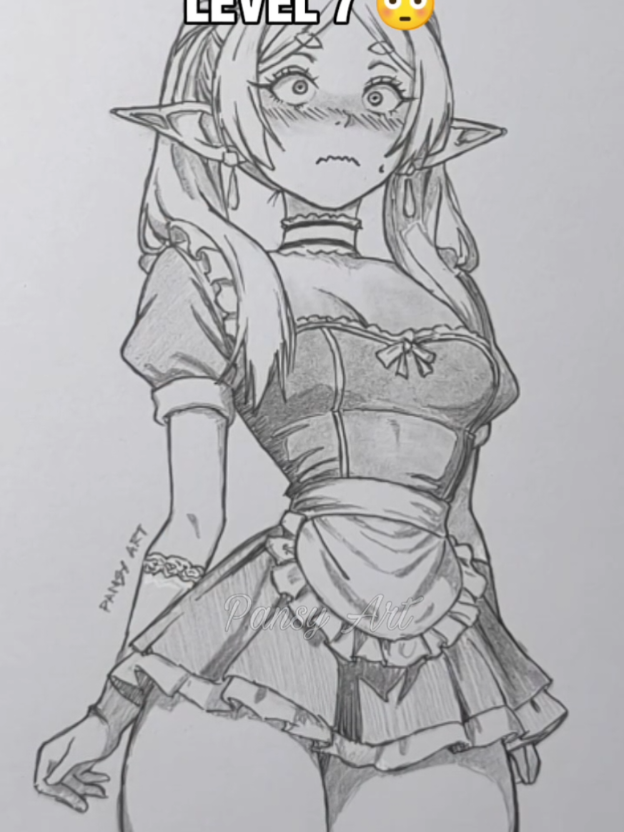 How to draw Frieren in different level part 2 #drawing  #howtodraw  #meme  #frieren  #sketch 