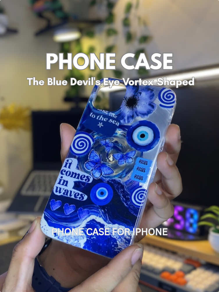 The blue devil's eye vortex-shaped phone case, phone case for iphone, iphone phone case #phonecase #devilseyes #iphonecase #caseforiphone #minimalistphonecase 
