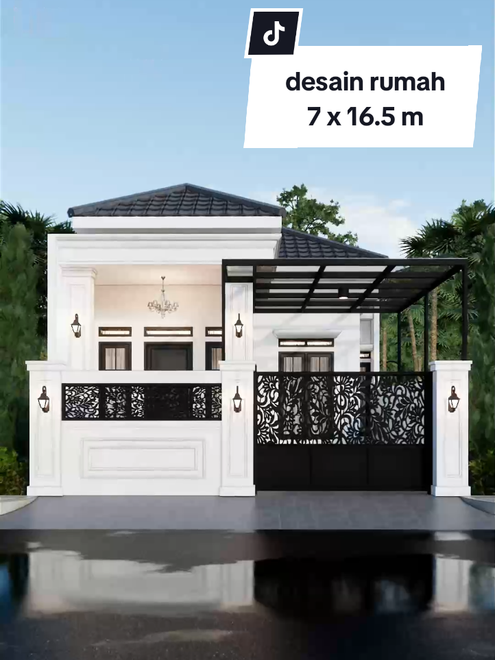 Desain Rumah 1 lantai, Dilahan 7 x 16.5 m, 3 Kamar Tidur Klien : Ibu Vina Kota : Demak Luas lahan : 115 m2 Luas bangunan : 90 m2 ( Jasa Desain Rumah ✏️) 