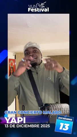 🎤 ¡MALABO SE ENCIENDE! 🎤 🔥 13 de diciembre @Yapiix hará vibrar el Estadio 💛🖤 🎶 Música, show y vibra MUNI 💳 50% de descuento con MUNI Dinero #MuniFestival #Malabo #ElVibeEstáEnLasCalles #Yapi #MuniShow