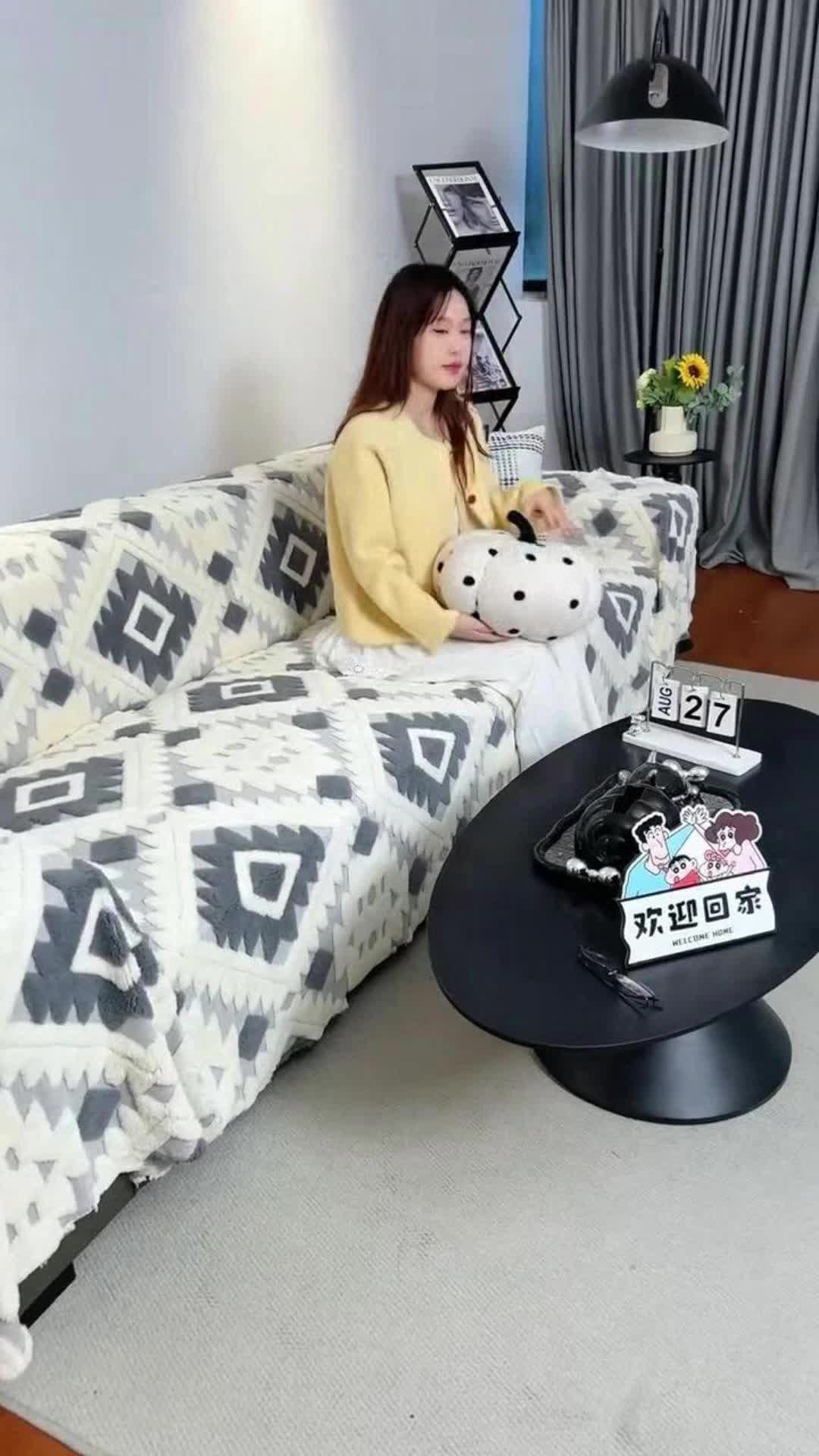 All-in-One Art Deco Plush Sofa Handtücher, Touch weich fein atmungsfähig gut rutschschutz maschinell waschbar Abdeckung Handtücher 