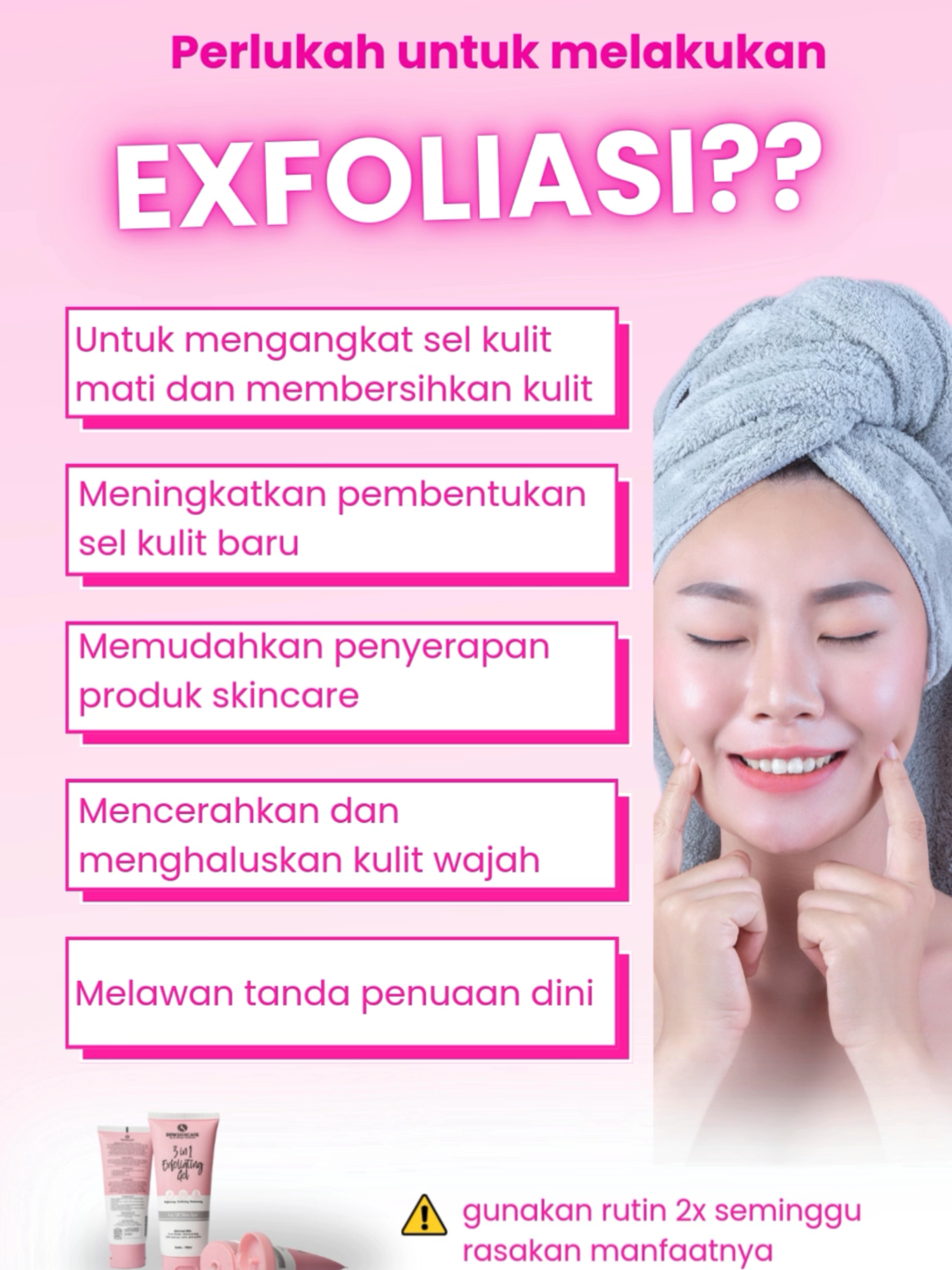 Pentingnya memberikan jeda atau eksfoliasi, agar sel kulit mati terangkat sempurna dan kulit menjadi lebih cerah, bersih, halus dan segar Cukup lakukan 1 atau 2 kali seminggu  #drwskincare  #exfoliategel  #tips