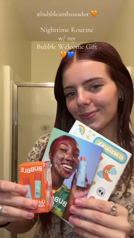 Nighttime Routine w/ my Bubble Welcome Gift 🧡💙 @Bubble Skincare @Bubble Insiders  #fyp #bubbleskincare #bubbleambassador #ambassador #welcomegift 