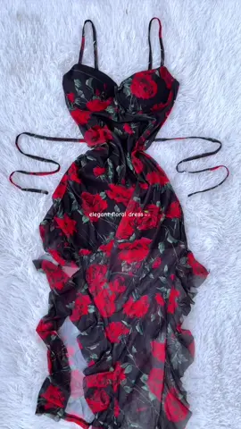 Elegant floral dress🍒 #floraldress #sexydress #dress #fyp #reddress #partydress 