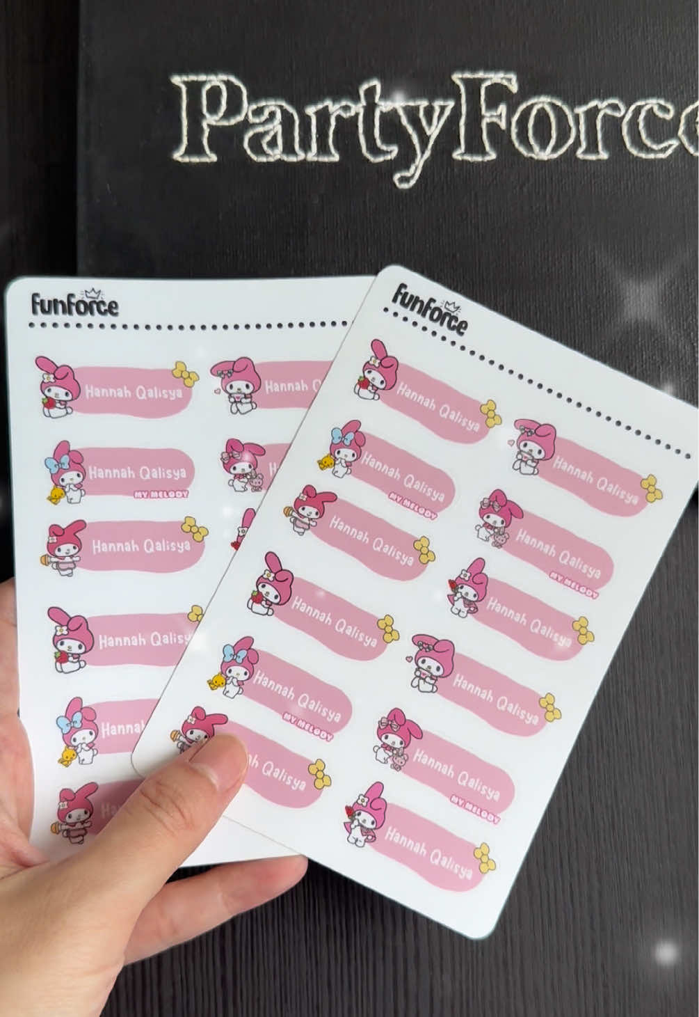 Name stickers made for all the Melody lovers 🎀 Personalised, waterproof & super cute! #melodylover #melody #schoolprep #namesticker #stickerlabel 