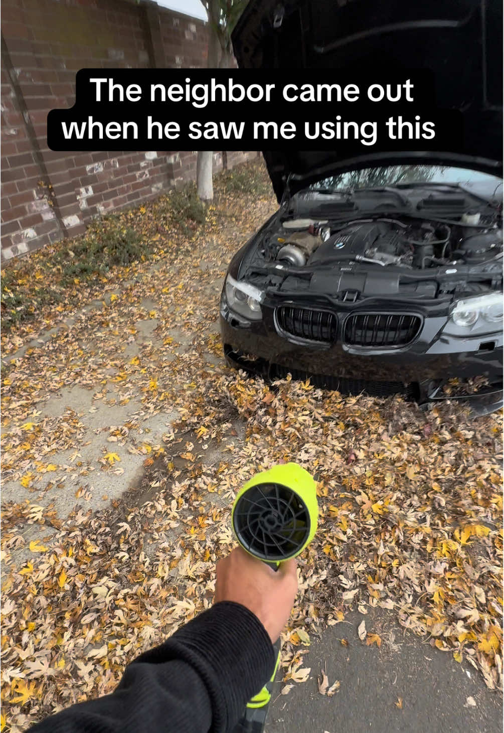 Pretty sure the neighbor was impressed when he saw me using this #garageessentials #tiktokshopfinds #handheldfan #handheldblower #blackfridaydeals 