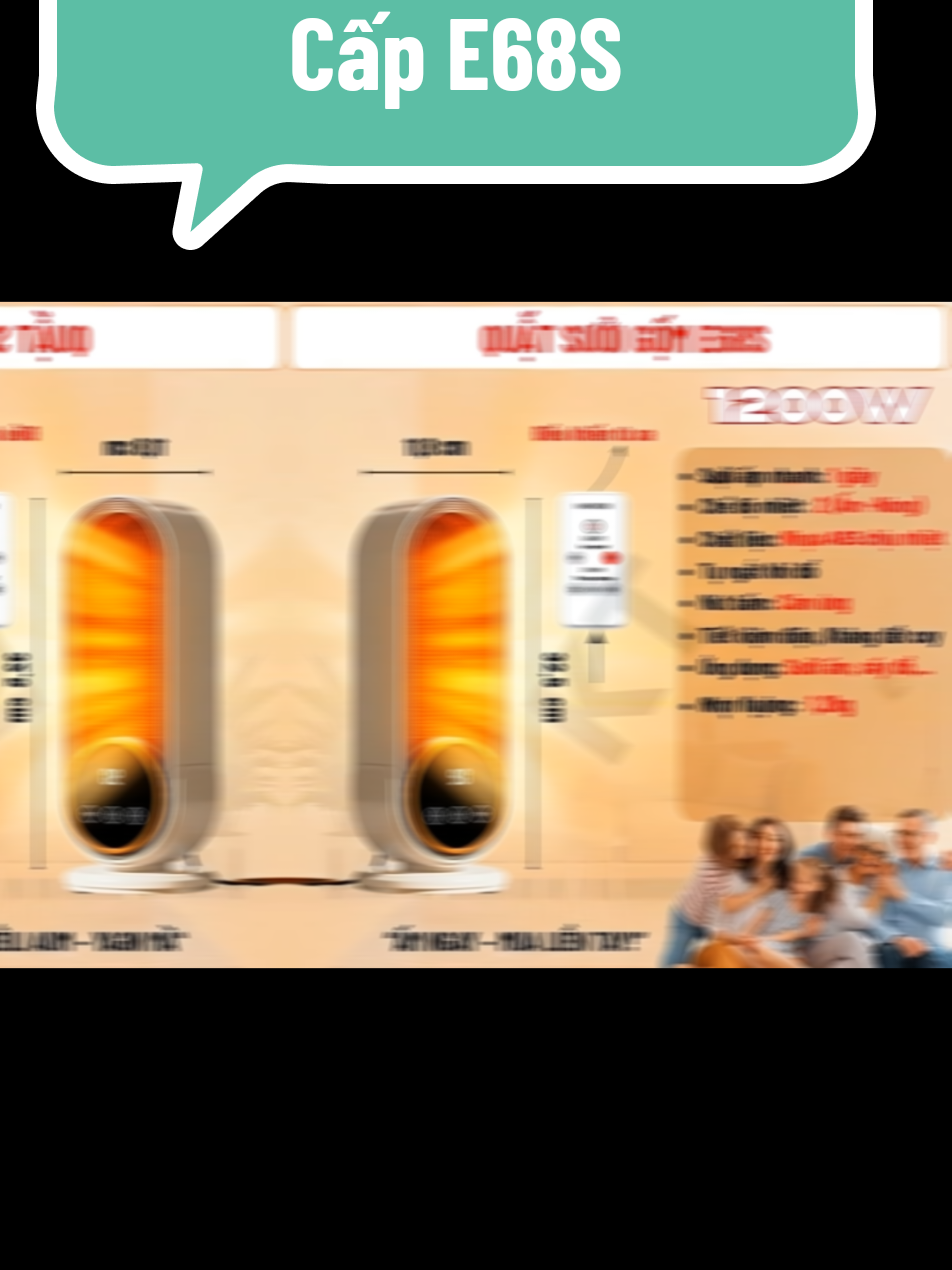 QUẠT SƯỞI ẤM GỐM E68S  👉Thông Số Quạt Sưởi Gốm E68-S ✔️​Công suất: 1200W (Max). ​Công nghệ: Sưởi Gốm PTC (Làm ấm nhanh 3 giây, Không khô da/đốt oxy). ✔️​Chế độ nhiệt: 2 mức (Ấm nhẹ/Nóng mạnh). ✔️​Điện áp: 220V. ✔️​Tiện ích an toàn: Tự ngắt khi bị nghiêng/đổ, Chống quá nhiệt. ✔️​Điều khiển: Cảm ứng LED + Remote từ xa. ✔️​Hẹn giờ: 30/60/90 phút. ✔️​Độ ồn: Rất thấp (dưới 35dB). #NguyễnThúythietbiyte  #NguyễnThúyQuatsuoiamgomE68S #NguyễnThúyMaymassagedaugoiZLIFE  #NguyễnThúyMaymassageVTT16dau  #NguyễnThúyDaimassabungkinh6chedo 