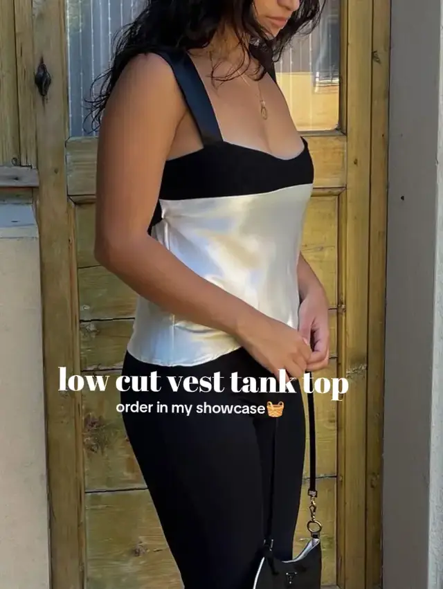 Low cut vest fashion tank top style outfits  #foryoupage #creatorsearchinsight #OOTD #lowcutvestop #trendyoutfits 